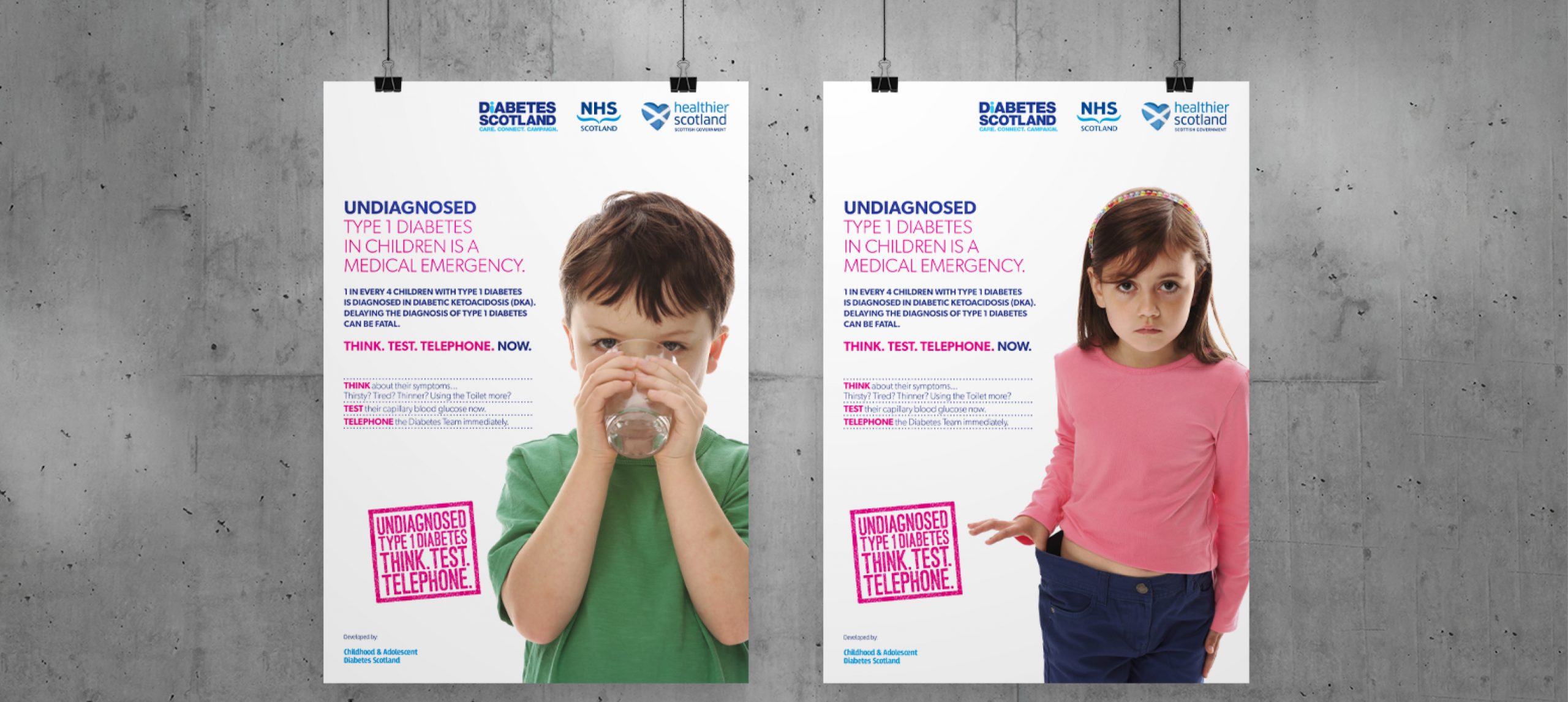 Large scale artwork for NHS Scotland's Diabetic ketoacidosis awareness campaign.