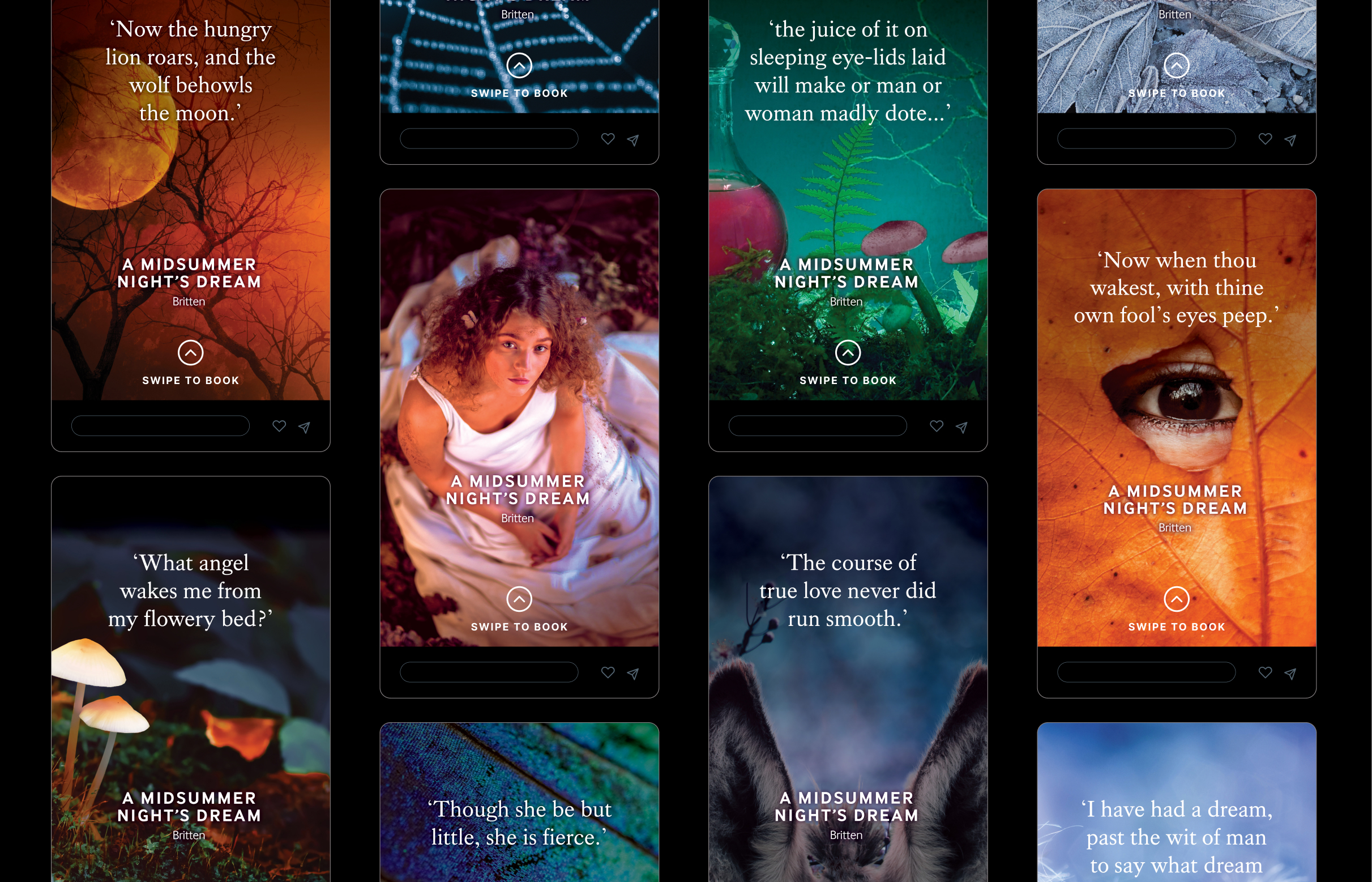 A series of social media templates for Scottish Opera's campaign for the production, A Midsummer Night's Dream.